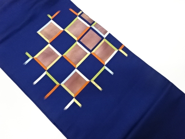 JAPANESE KIMONO / VINTAGE NAGOYA OBI / WOVEN ABSTRACT GRID